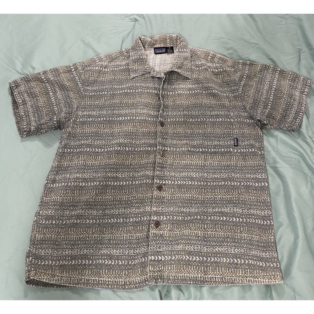 Vintage Patagonia A/C Shirt Mens Medium Tribal Geo Aloha Pattern 90s Button Up
